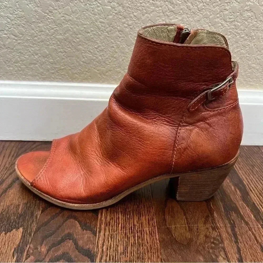Matisse Folk Brick Red Leather Peep Toe Booties Boots Shoes Lulus Size 7.5 $167 - Picture 4 of 16